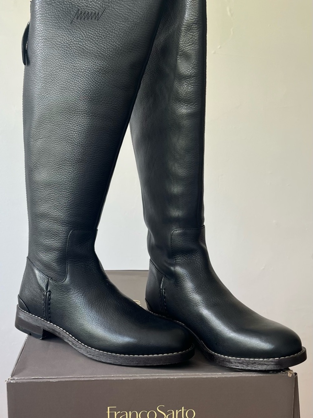 Franco Sarto Black Leather Knee-High Riding Boots